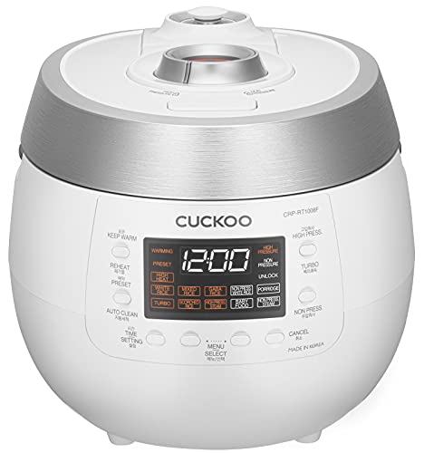 CUCKOO CRP-RT1008F Digitaler Dampfdruck Reiskocher | TWIN PRESSURE | 1150 Watt 1,8 Liter 10 Tassen, Weiß