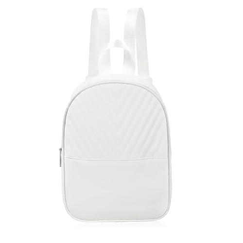 Energather Damen Rucksack, PU-Leder Rucksacks Damen Klein für Frauen und Mädchen, Damen-Fashion Rucksack Mädchen mit Einstellbarem Tragriemen für Reisen, Einkaufen, Verabredungen(weiß)