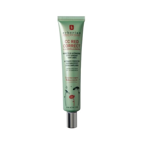 Erborian CC Red Correct - Creme gegen Rötungen mit Centella Asiatica - Koreanische Gesichtspflege mit beruhigender Wirkung für einen natürlich gleichmäßigen Teint LSF 25 - Alle Hauttypen - 45 ml