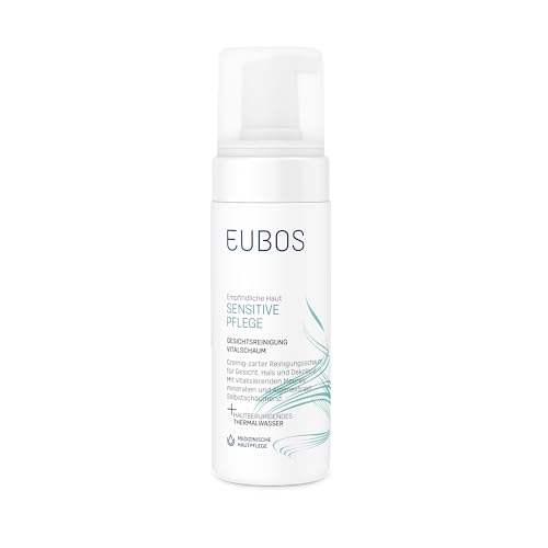 EUBOS SENSITIVE PFLEGE | Gesichtsreinigung Vitalschaum | Für empfindliche Haut | Cremig-zart und selbstschäumend | Entfernt Make-Up-Rückstände | Hautverträglichkeit dermatologisch bestätigt | 150ml