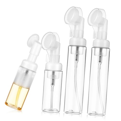 HEATSHAKING 4Stücke Schaumflasche mit Pumpe Gesichtsreinigungsflasche Nachfüllbare Pumpenflasche mit Bürstenkopf für Reinigungsschaum Transparente Reisebehälter für Kosmetik