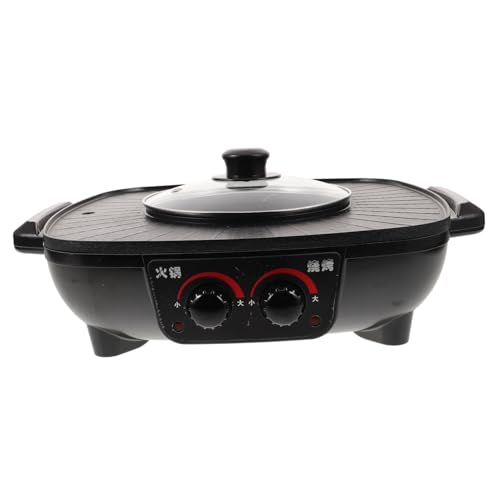 PartyKindom Multifunktionaler Elektrischer Hotpot und Grill Rauchfreier Antihaft-kochtopf mit Glasdeckel für Zuhause und Restaurant für Partys und Gesellige Abende