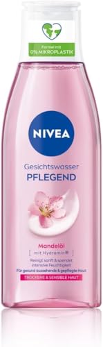 NIVEA Pflegendes Gesichtswasser für trockene und sensible Haut, veganer Toner fürs Gesicht mit Mandelöl reinigt & pflegt die Haut, mildes Gesichtswasser spendet intensive Feuchtigkeit (200 ml)