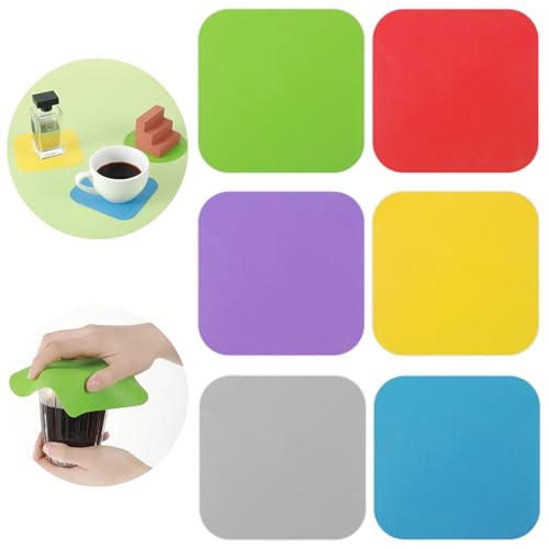 Oruola 6 Stück Gummi Glasöffner,Glasöffner Greifer Pads,Deckelöffner Gummi für Senioren Silikon,Rutschfeste Wärmeisolierte Schraubglasöffner für Müheloses Öffnen von Gläsern und Flaschen,Mehrfarbig