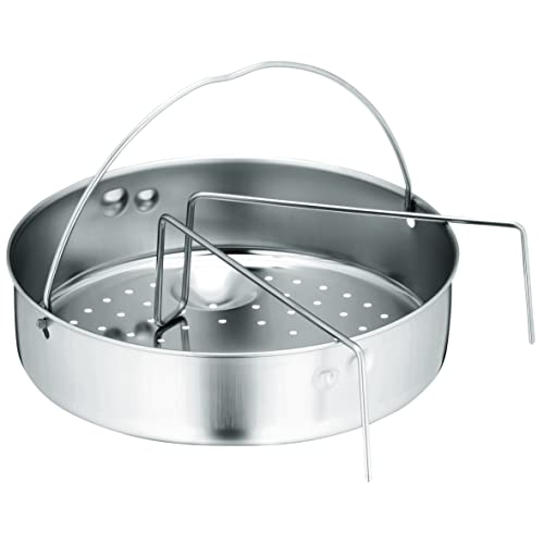WMF Schnellkochtopf-Zubehör Set 2-teilig, Einsatz gelocht mit Einsatzsteg, für Schnellkochtöpfe 3,0 - 8,5l, Cromargan Edelstahl, spülmaschinengeeignet