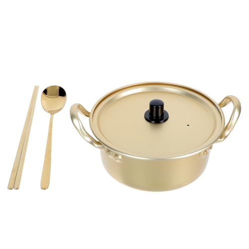 YARNOW Koreanische Ramen Nudel Topf mit Stäbchen Und Löffel Ramyun Herd Traditionellen Aluminium Instant Hot Pot Für Küche Kochgeschirr