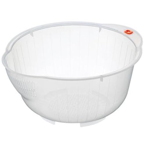 Inomata , Kunststoff, colanders, Japanische Reis-Waschschüssel mit seitlichem und unterem Abtropfgestell, transparent