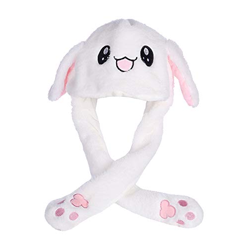 Guangmaoxin Mütze mit Beweglichen Ohren, Hasenohren Plüsch Hut, Wackelohrenmützen Lustige Mützen für Partys, Cosplay, Weihnachten, Plüschtier, Geschenk
