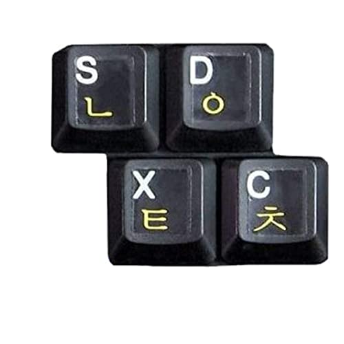 HQRP Tastaturaufkleber Koreanische transparente laminierte mit Gelben Buchstaben für Laptop Notebook PC Tastaturen