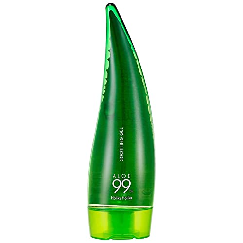 HOLIKA HOLIKA. Gel de Aloe Vera 99% Soothing Gel. Gel De Baño Calmante E Hidratante con un 99% de Aloe Vera puro. Cuidado de la Piel. No Daña. Todo Tipo de Pieles. 250 ml.