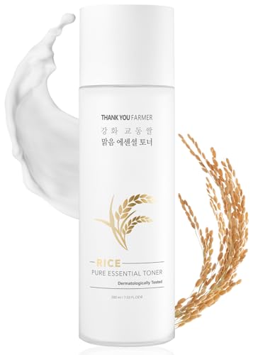 THANKYOU FARMER Rice Pure Essential Toner (200ml), Exklusive Koreanische Reisextrakte, Korean Skincare, Trockene und Empfindliche Haut, Parfümfrei, Koreanischer Gesichtstoner, Hautpflege