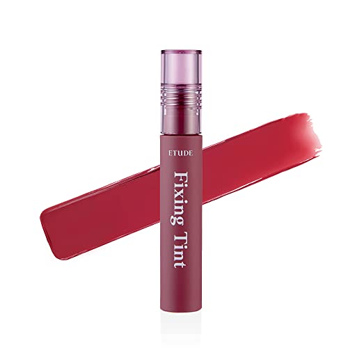 Etude House Fixierfarbe 4g | Langanhaltender, hochpigmentierter flüssiger Lippenstift, Lippenfleck, wasserfest, leichtes, mattes Finish, volle Deckkraft (#07 Cranberry Plum)