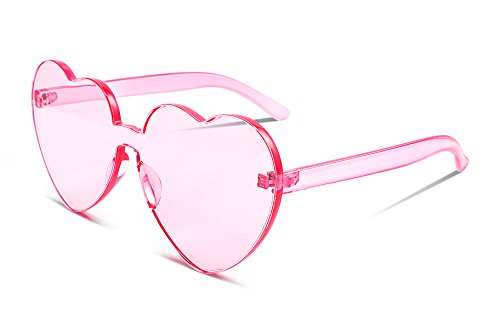 FEISEDY Randlose Herz Sonnenbrille Love Brille Erandlose Herz Sonnenbrille Transparente Linse Damen Herren B2419