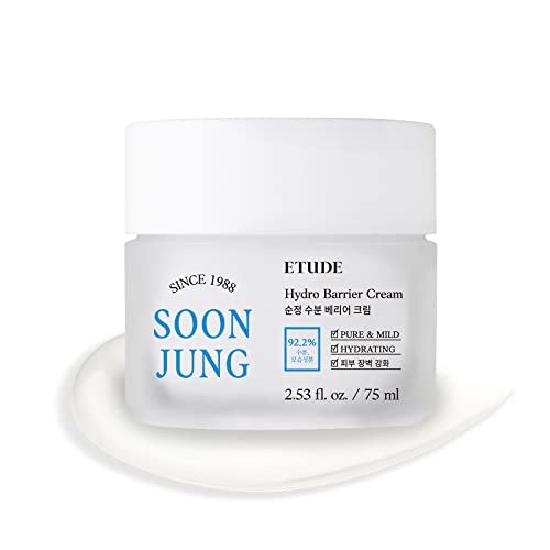 Etude House Soonjung Hydro Barrier Cream 75ml (neue); Feuchtigkeitsspendende und beruhigende Creme; Nicht komedogene, hypoallergene und parfümfreie Feuchtigkeitscreme