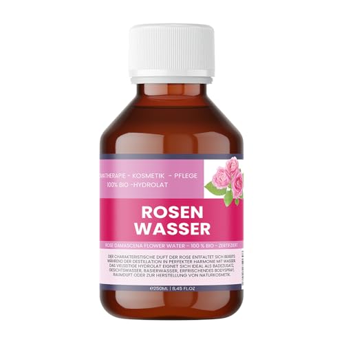 Bio-Rosenwasser 250 ml – 100% Reines Rose Damascena Hydrolat für Gesicht, Haare & DIY-Kosmetik - Organic Rose Water - Nakobe
