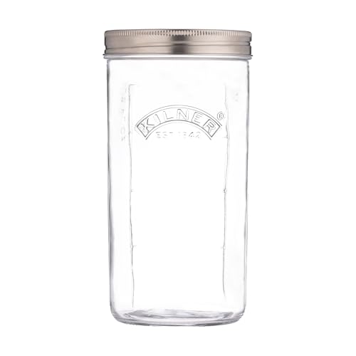 Kilner Fermentier Set / 1 Liter Glas mit Gärungsdeckel/einfaches Haltbarmachen von Gemüse/Fermentieren Starter Set/Konservieren von Gemüse, wie Sauerkraut und Kimchi/Einmachglas 1l