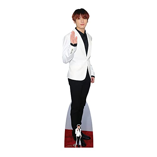 STAR CUTOUTS CS973 Jungkook Bangtan Boys Jeon Jung-kook winkender Pappaufsteller in Lebensgröße mit kostenlosem Mini, regulär, Weiß
