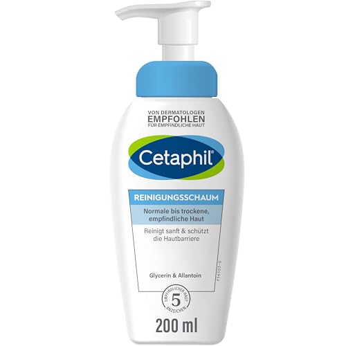 CETAPHIL Reinigungsschaum, 200ml, Gesichtsreinigung für normale, trockene, empfindliche Haut, Reinigt sanft unreine Haut, entfernt Talg und schützt die Hautbarriere, Mit Glycerin und Ceramiden