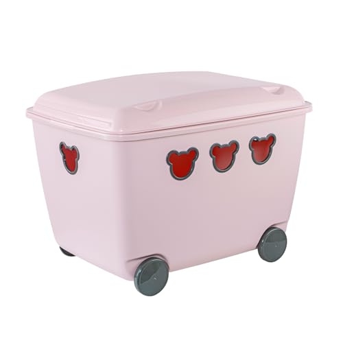 BranQ - Home essential - Multifunktionsbehälter für Spielzeug Bear 55 l, BPA-freier Kunststoff PP, Pink, 53,4x39,8x37 cm (LxHxB)