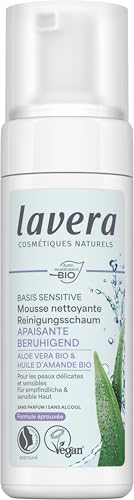 lavera basis sensitiv Reinigungsschaum - Naturkosmetik - Vegan - Aloe Vera & Bio Mandelöl - Gesichtsreinigung - Natürliche Reinigungsformel - 1 x 150 ml