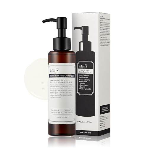 DearKlairs Sanftes schwarzes Tiefenreinigungsöl, Make-up-Reinigungsöl-Reiniger, 150 ml, 5,07 Unzen, täglicher Gesichtswasch-Entferner, keine verstopften Poren, feuchtigkeitsspendend, alle Hauttypen