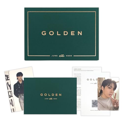 JUNGKOOK - [GOLDEN] (Weverse Albums Ver.) Book Case + Photo Book + QR Card + User Guide + Post Card + Photo Card + Contents Envelope + 2 Extra Photocards