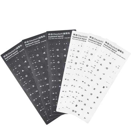 Ozmw 6 Stück Tastaturaufkleber Deutsch Tastatur Aufkleber Sticker Deutsch, Deutsche Tastaturaufkleber, Geeignet für Jede Standard-Tastatur(3 Schwarz 3 Weiß)