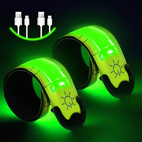 Flintronic LED Armband Aufladbar, Reflective LED Leuchtarmband mit USB, Led Armbänder Leuchtband, Sicherheits Licht, LED Slap Safety Armband, Unisex für Nachtlauf, Radfahren, Joggen - Gelb