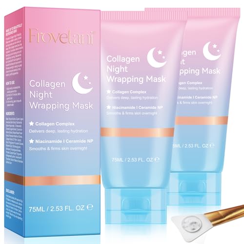 Collagen Night Wrapping Mask, Collagen Overnight Wrapping Peel Off Kollagen Maske,Bio Collagen Face Mask, Collagen Maske Gesicht Overnight, Hydrolyzed Collagen for Glowing Skin (150 ML)