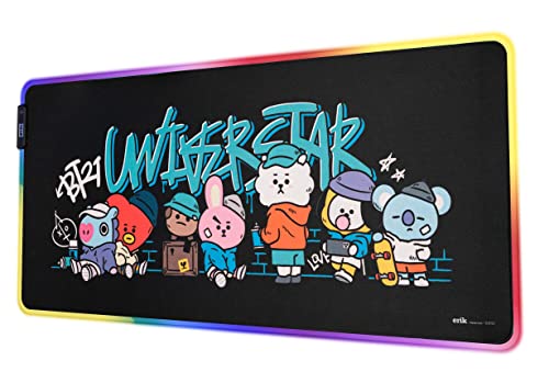 Mousepad - Mauspad LED BT21 - RGB Mauspad XXL 14 LED-Licht-Modus mit rutschfestem Gummigrundfläche und USB-Kabel - Mousepad XXL - Gaming mauspad 900 x 400 x 40 mm - BT21 Fanartikel - BE ARMY!