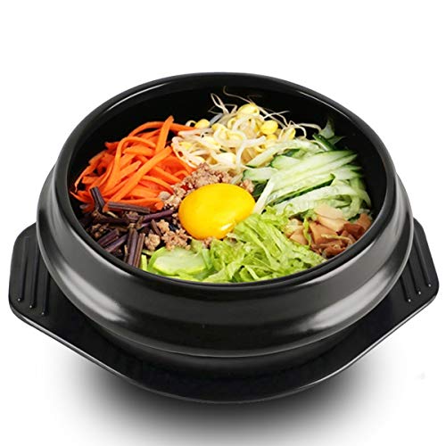 Bureze Koreanischer Dolsot Schüssel, große Größe, Steingut-Topf, Bibimbap Kochen + Untersetzer