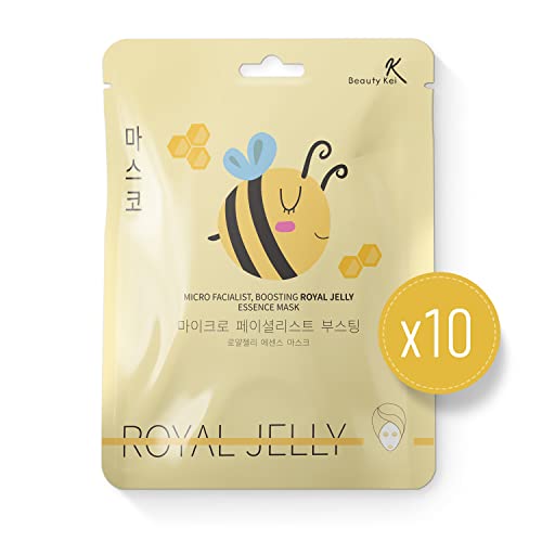 Koreanische Gelée Royale Tuchmasken - Feuchtigkeit & Anti-Aging - Gesichtsmaske gegen Falten - 10er-Set Hautpflege