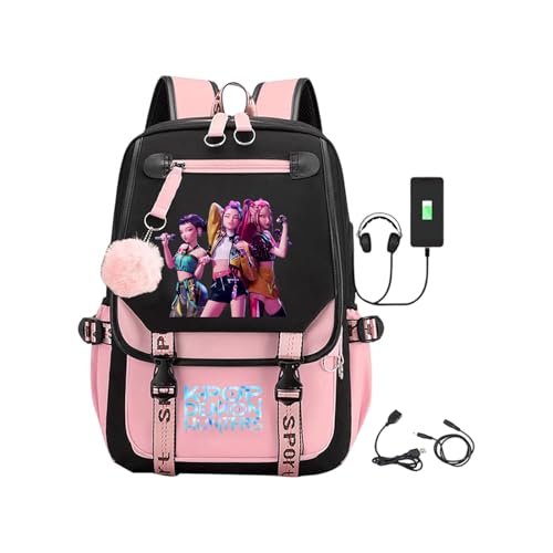 Kpop-Dämonenjäger-Rucksack K-pop-Dämonenjäger-Schultaschen Anime-Filmcharakter-Prints Wasserdichte tragbare Schultasche Rucksack für Jungen Mädchen Fans B25