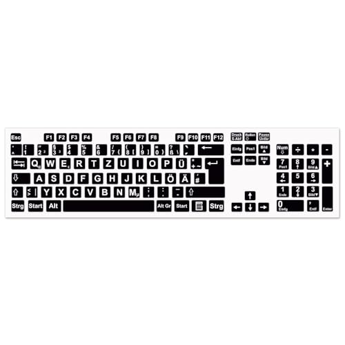 Tastatur Aufkleber Deutsch schwarz - deutsche Tastaturaufkleber mit großen 8 mm Buchstaben - Laptop Keyboard qwertz Sticker I hin184