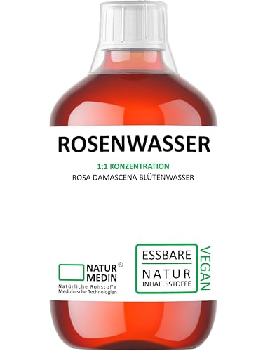 500-ml LEBENSMITTEL ROSENWASSER HYPOALLERGEN 100% naturrein Rosa damascena Blütenwasser ohne Zusatzstoffe NATURMEDIN®