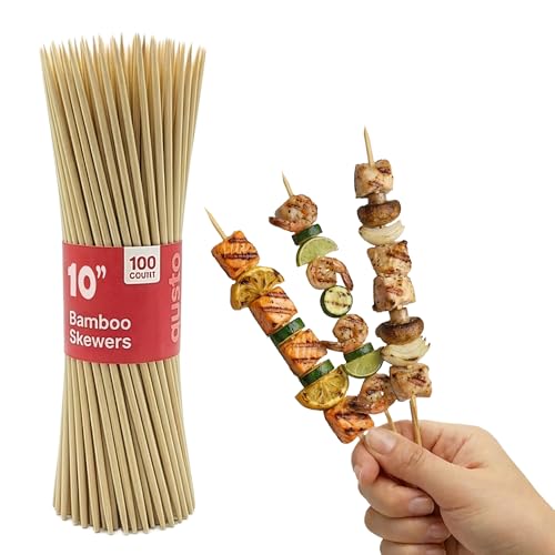 [25,4 cm - 100 Stück] Bambus-Holzspieße zum Grillen, Shish Kabob, Obst, Vorspeisen und Cocktails