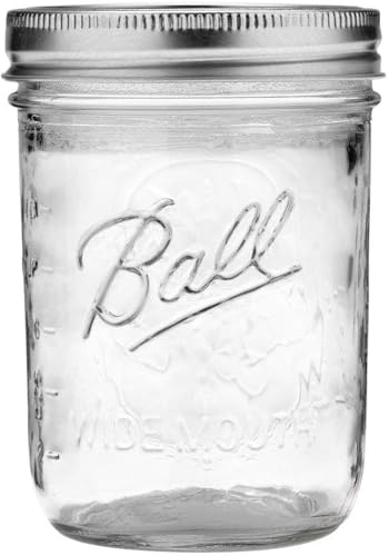 Ball Einmachgläser mit breiter Öffnung, mit Deckel und Bändern, für Einkochen, Einlegen, Saft, Marmelade, Gelee, Pint Größe 473 ml (8 Stück)