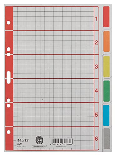 Register blanko Karton, A5, 16,5x21,0cm, 6 Blatt, grau