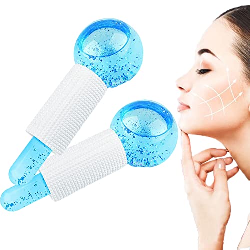 Facial Roller Massagegeräte,Facial Ice Globes, Kühlende Massagebälle für Gesicht, für kalte Haut, straffen die Haut, reduzieren Schwellungen und Augenringe, verbessern die Durchblutung (Blau)