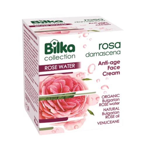Bilka Collection Rosa Damascena Anti-Aging-Gesichtscreme mit Bio-Rosenwasser und Natürlichem Bulgarischem Rosenöl, 40 ml