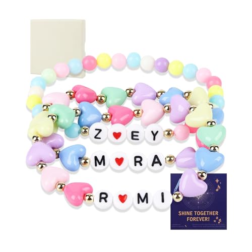 JESUSHAIN Demon Stil Armband Set im Hunters Look – 3 Stück Kpop Fan Schmuck mit Herzperlen – Trendige Kpop Accessoires & Freundschaftsarmbänder für Fans