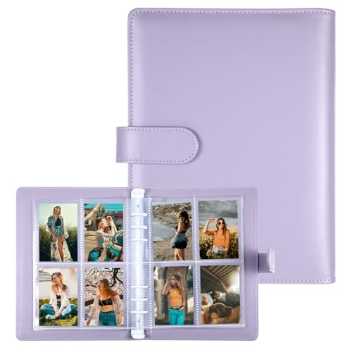 Yuanchu A5-Bindekarte Sammler mit 40 Pack 4-Pocket-Seiten, 6 Ringbuch-Album mit 320 Kartenfächern PU-Leder-Bindemittel Magnetischem Schnallenverschluss Sammelkarten K-Pop Fotokarten Sammelalbum Karten
