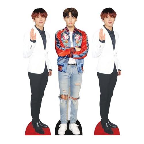 Star Cutouts CS1235 BTS Jungkook Regal Top 3er Pack Pappaufsteller 31cm - K-Pop Party Dekoration, Fan Display & Geschenk