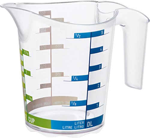 Rotho Domino Messbecher 0.5l mit Skala, Kunststoff (PP) BPA-frei, transparent, 0,5l (15,8 x 10,1 x 12,7 cm)