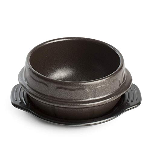 Crazy Korean Cooking Koreanische Steinschale (Dolsot), brutzelnder heißer Topf für Suppe, Tassengröße, sehr klein, fasst 2 Tassen (500 ml) bis zum Rand (sehr klein – ohne Deckel)
