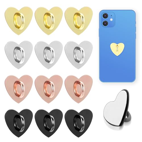 12stück Herzförm Handyringhalterung，Ymapinc Handy Zubehör Süße Handy Ring Halterung Finger Selbstklebender Fingerring für Handyhüllen DIY Accessoires Phone Charm Clip Universelle Fingerhalterung
