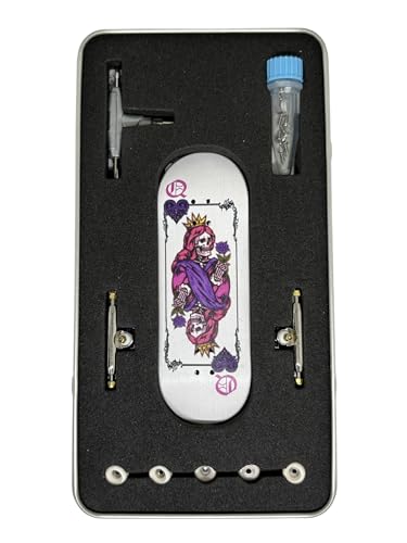 32mm Pro Fingerboard Complete Set, 32x96mm Maple Wood Deck with UV Printing Graphic, Pro Leefai G4 Finger Skateboard Trucks,Urethane Bearing wheels-Op3ra V3-Hearts of Queen