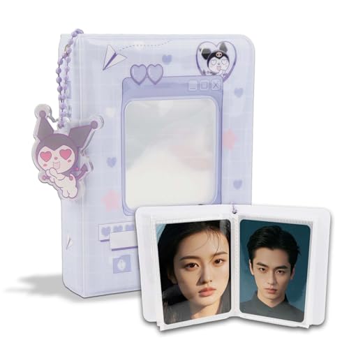 Kpop Photocard Binder, 3 Zoll Kpop Photocard Holder 40 Taschen Mini Fotoalbum Cartoon Fotokartenhalter Photo Card Album Portable Kpop Binder Fotokarten Album Kpop Mit Süße Anhänger fur Fotosammlung