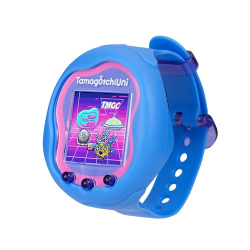 BANDAI- Tamagotchi Uni - Verbundenes Tamagotchi mit Armbanduhr - Virtuelles Haustier - Blau-Modell - 43353
