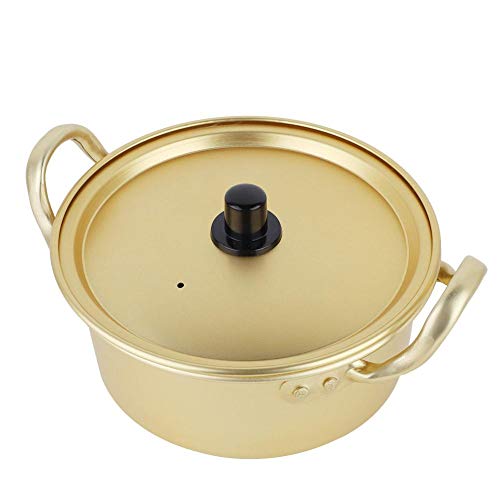 koreanischer Nudeltopf, koreanischer Topf Korean Ramen Noodle Pot Doppel Griff koreanischen Gelb Aluminium Stockpot Instant-Nudeln Pot(16cm)